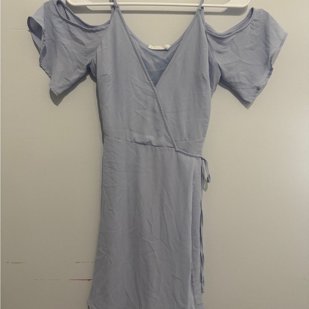 Lush Light Blue Off the Shoulder Mini Dress